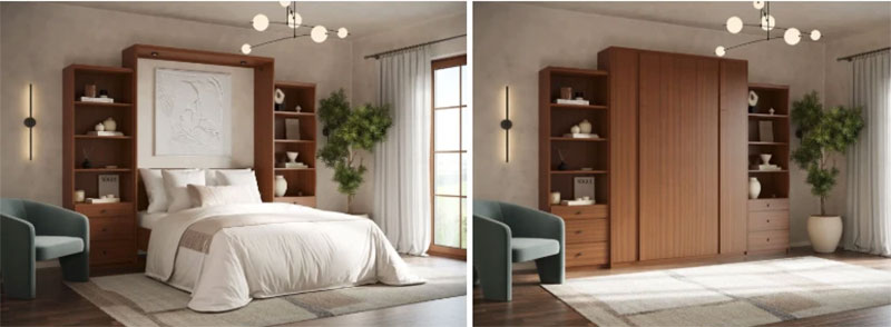 кровать с подъемным механизмом для маленькой спальни